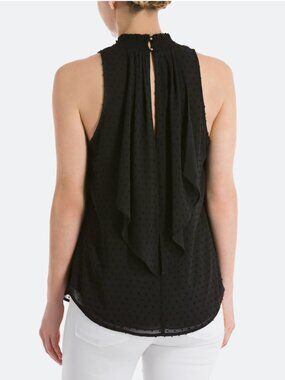 Worn Once! Daniel Rainn Adonis Black Clip Dot Halter Blouse - Size M